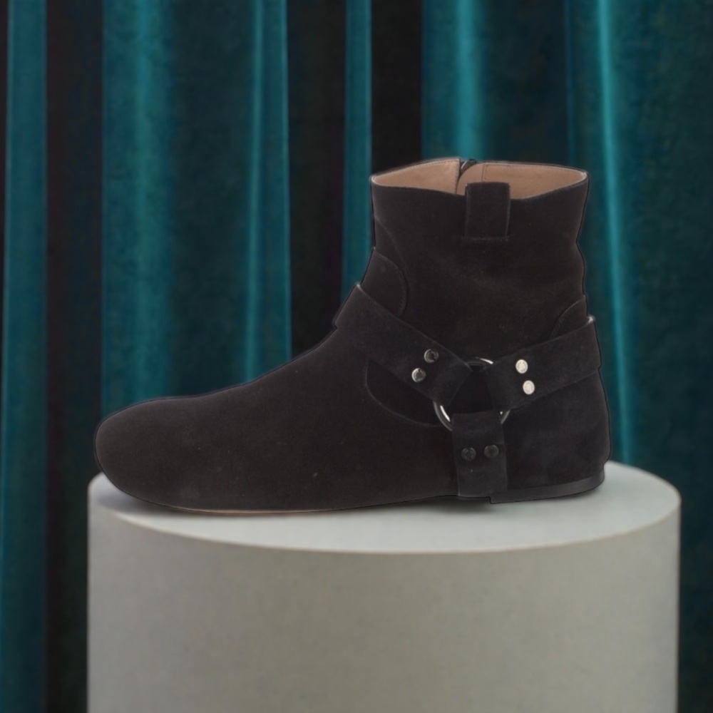 Louis Vuitton Suede Moto Boots in black suede leather - Picture 3 of 14